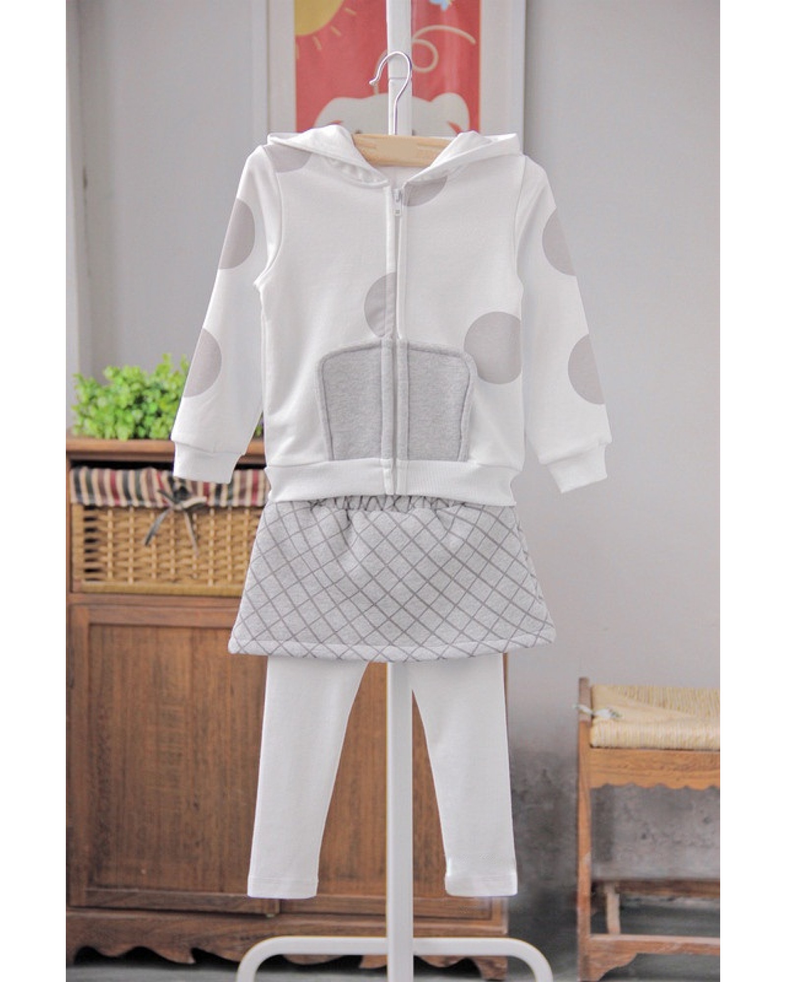 The new package hip jacket girls autumn dot culottes