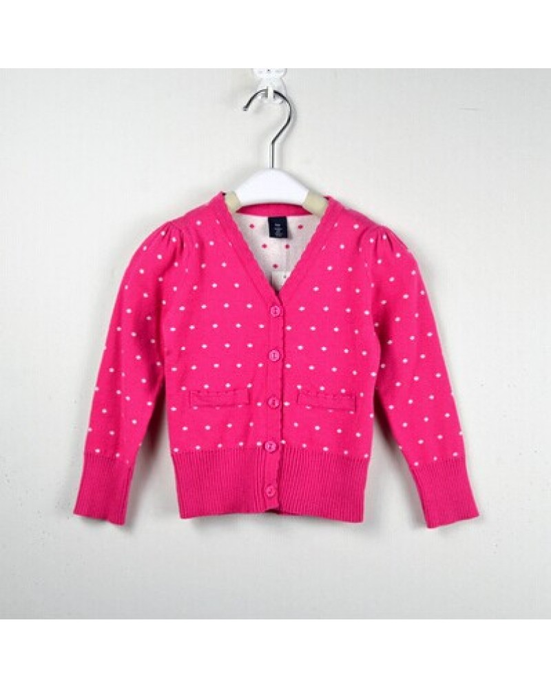 Autumn and winter children female Baby Knit Cardigan Sweater Girl jacket cotton wave 1-2-3 Huang Honglan