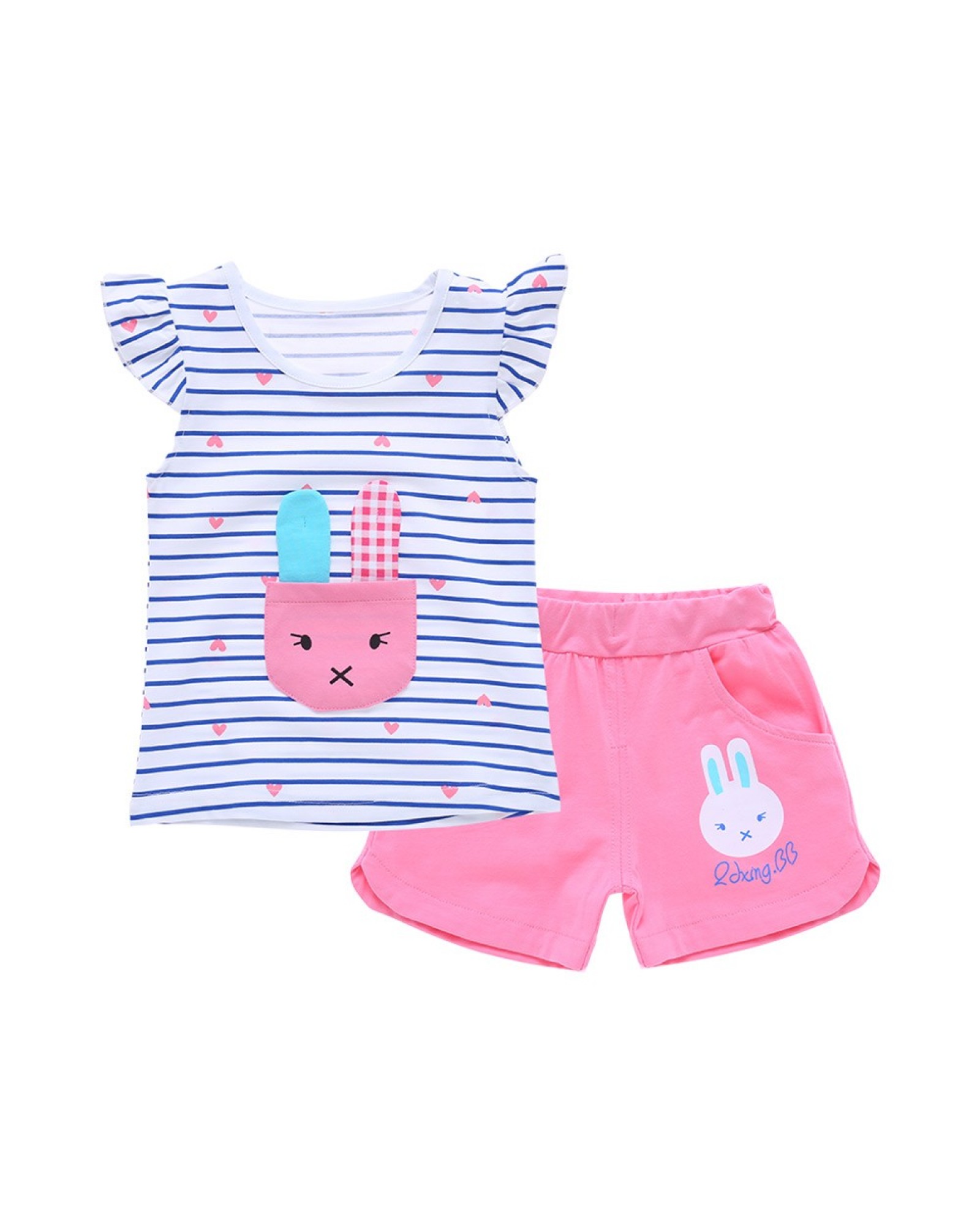 children   pure cotton girl short sleeve T-shirt two-piece fashion baby clothes